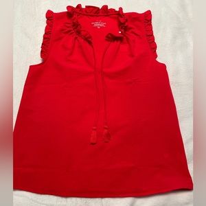 Vineyard Vines women’s seersucker performance ruffle tank top in red, XS, NWT